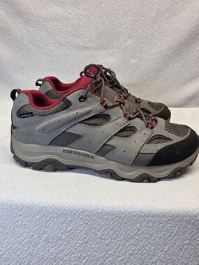 Gorpcore Merrell Womens Grey and Red Waterproof Hiking Shoes Size 7M